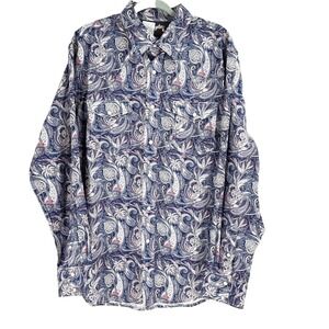 Wrangler 20X Paisley Pearl Snap Shirt Men's Large Blue Rodeo Western Cowboy NEW